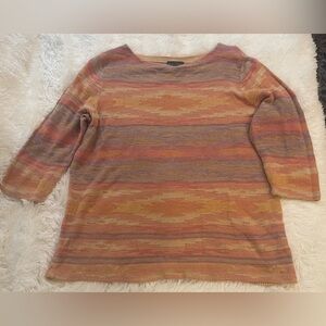 Lauren Ralph Lauren boat-neck knitted top Aztec-inspired striped pattern 2xl